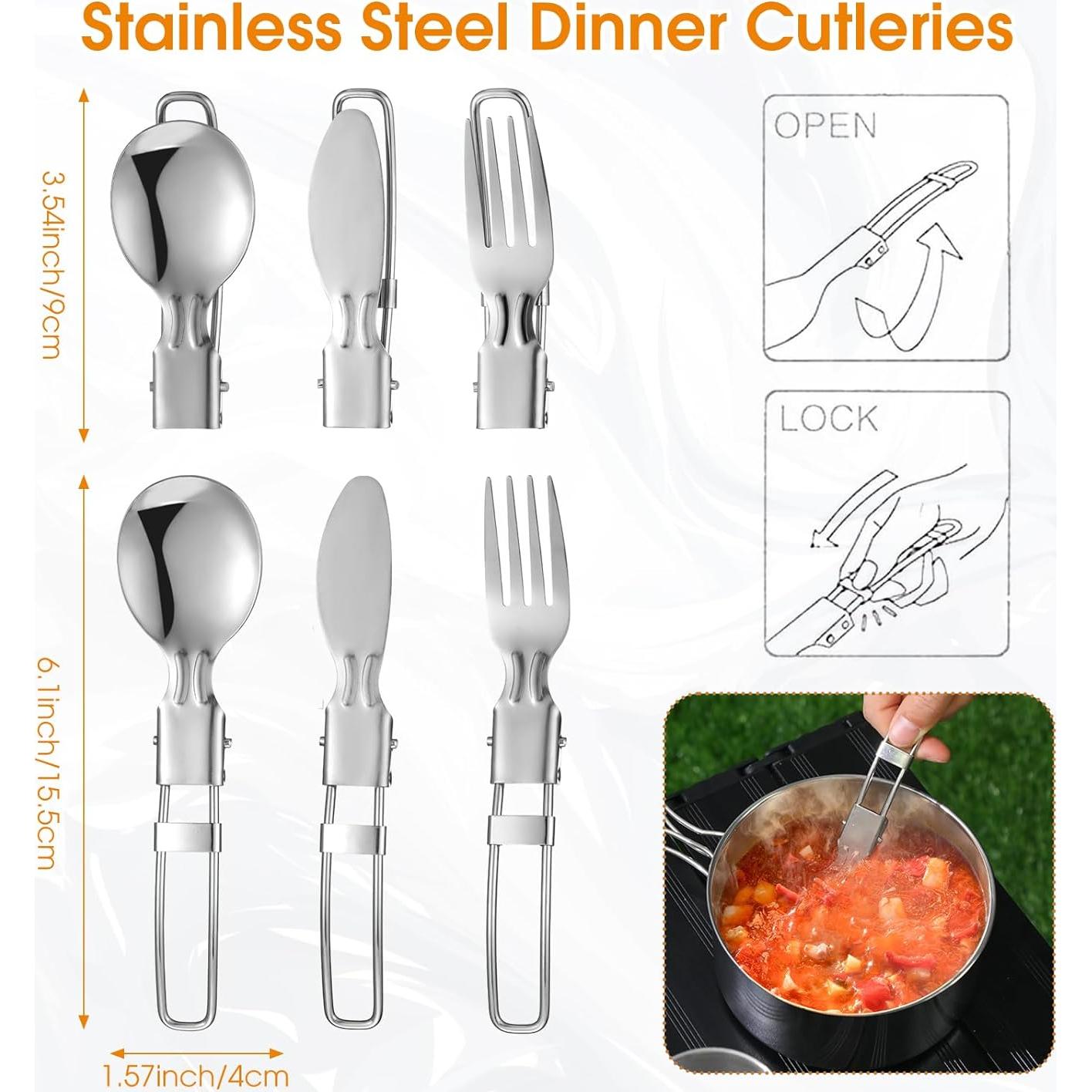 Juego de Cocina Camping 14 Piezas Funnymoom Acero Inoxidable