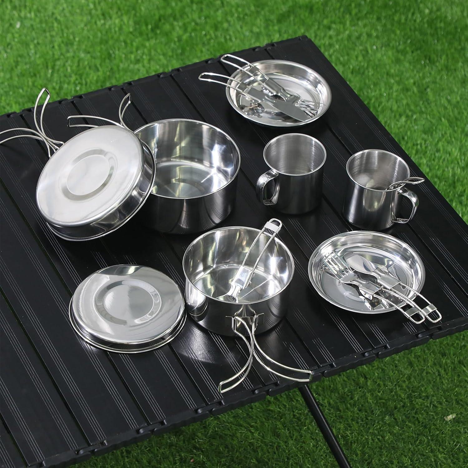 Juego de Cocina Camping 14 Piezas Funnymoom Acero Inoxidable