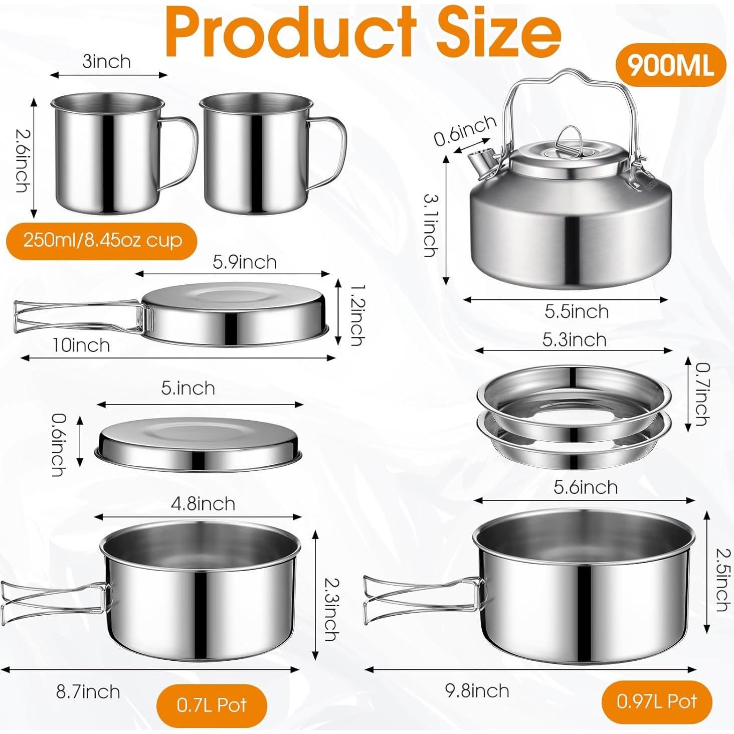 Kit de Cocina para Camping Funnymoom 15 Piezas Acero Inoxidable