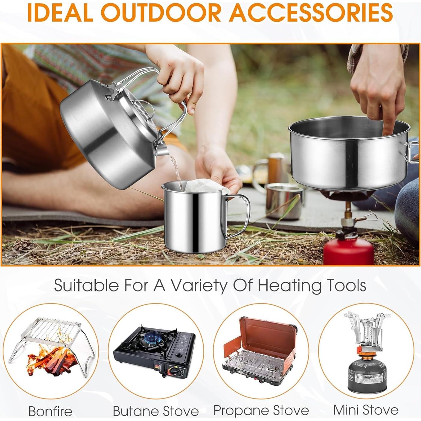 Kit de Cocina para Camping Funnymoom 15 Piezas Acero Inoxidable