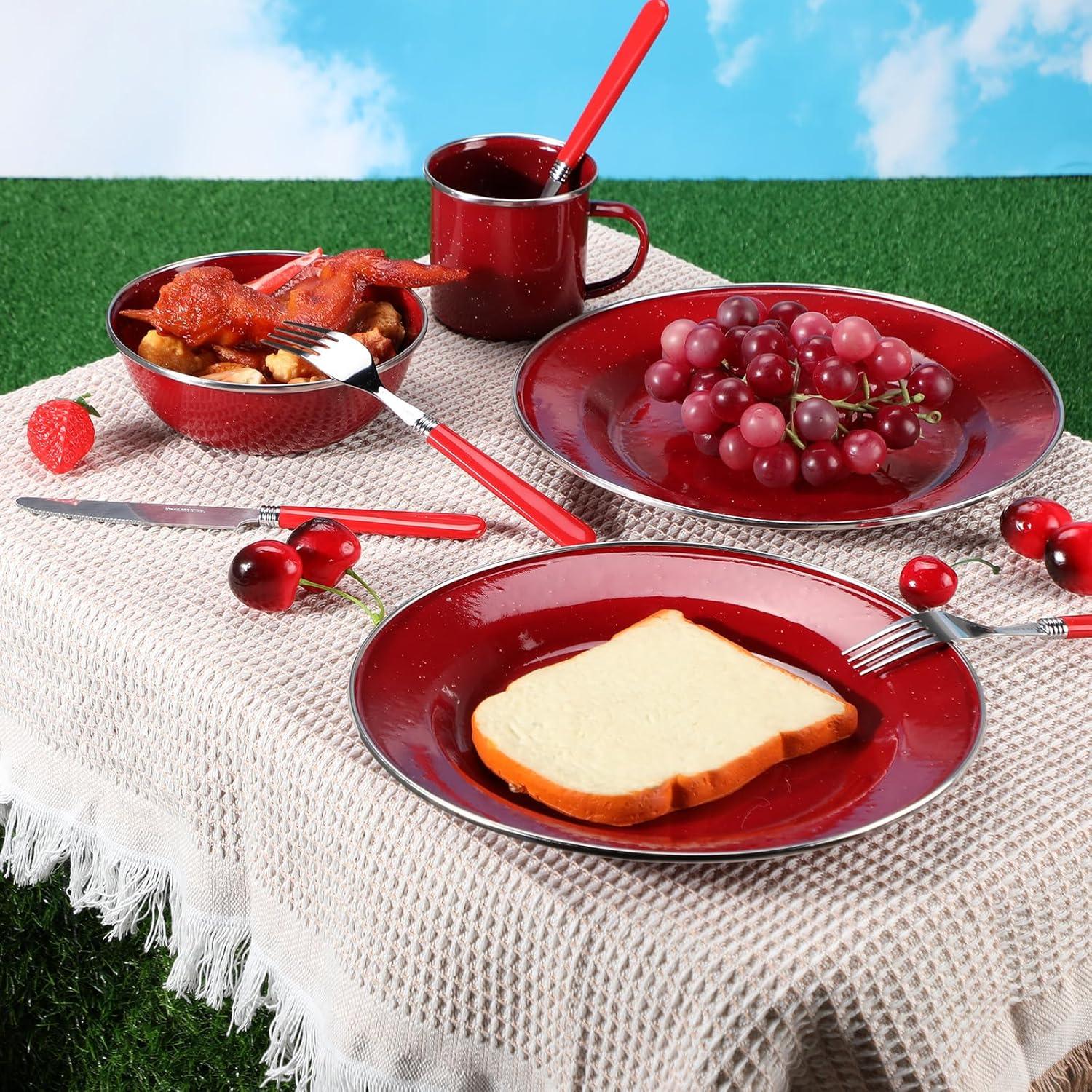 Juego de Vajilla de Camping Nuogo 48 Piezas Rojo 8 Personas