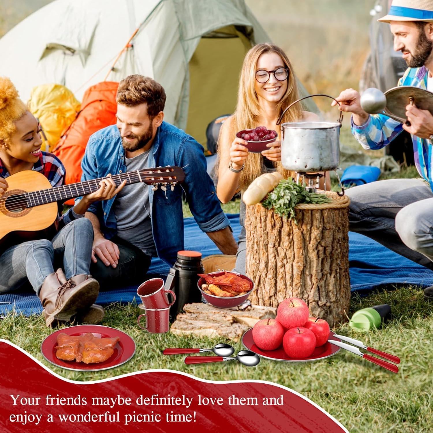 Juego de Vajilla de Camping Nuogo 48 Piezas Rojo 8 Personas