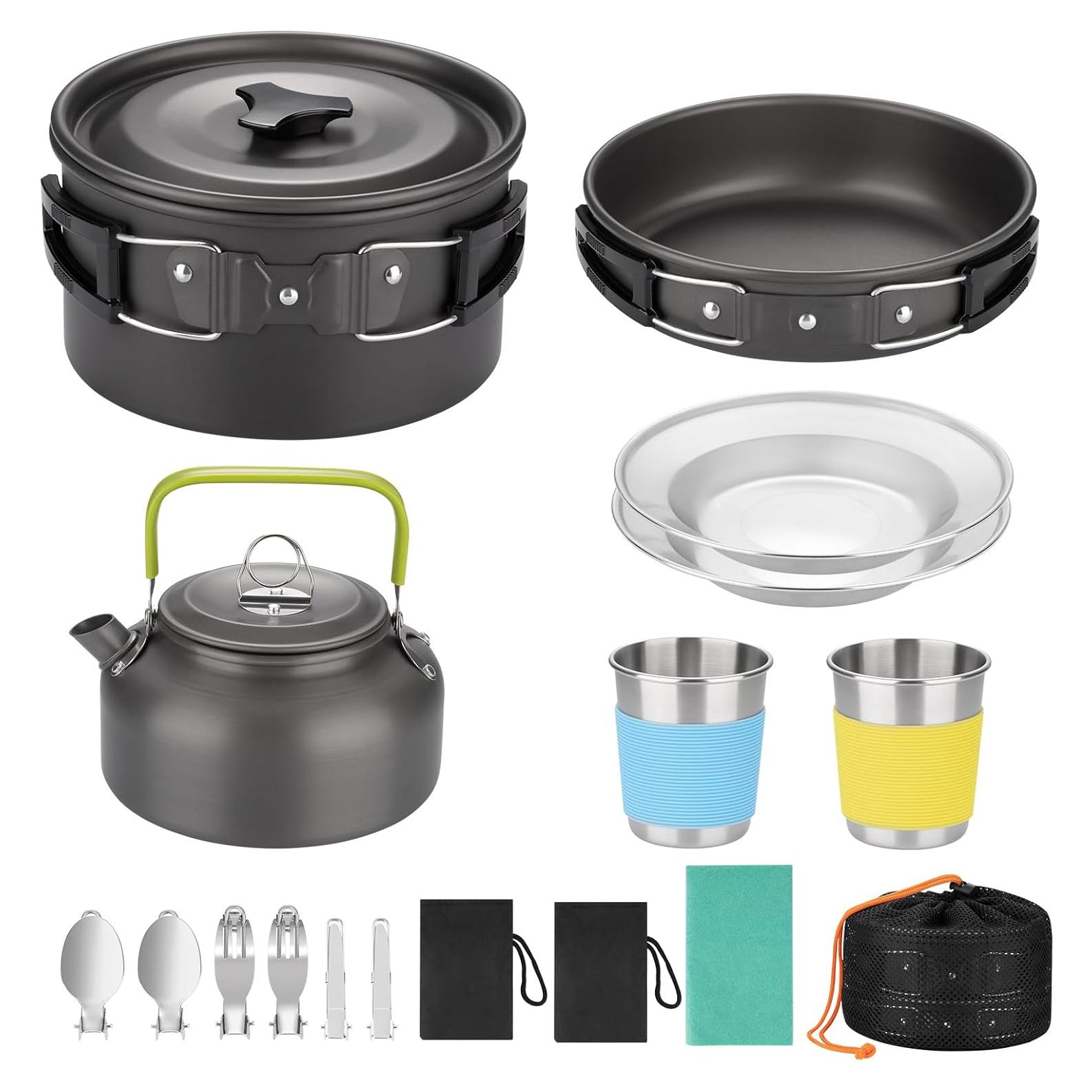 Juego de Cocina para Camping Beteray 12 Piezas Aluminio Rojo