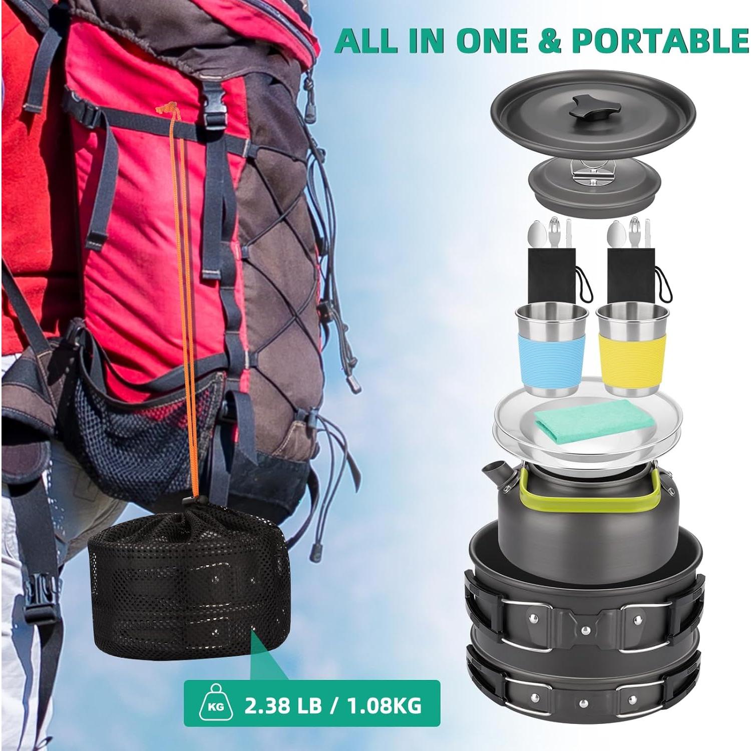 Juego de Cocina para Camping Beteray 12 Piezas Aluminio Rojo