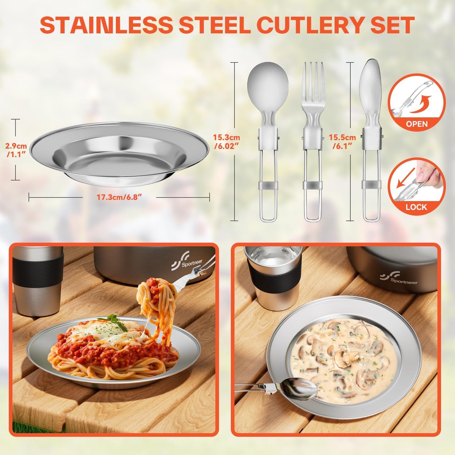 Juego de Utensilios de Cocina para Camping Sportneer 1-2 Personas