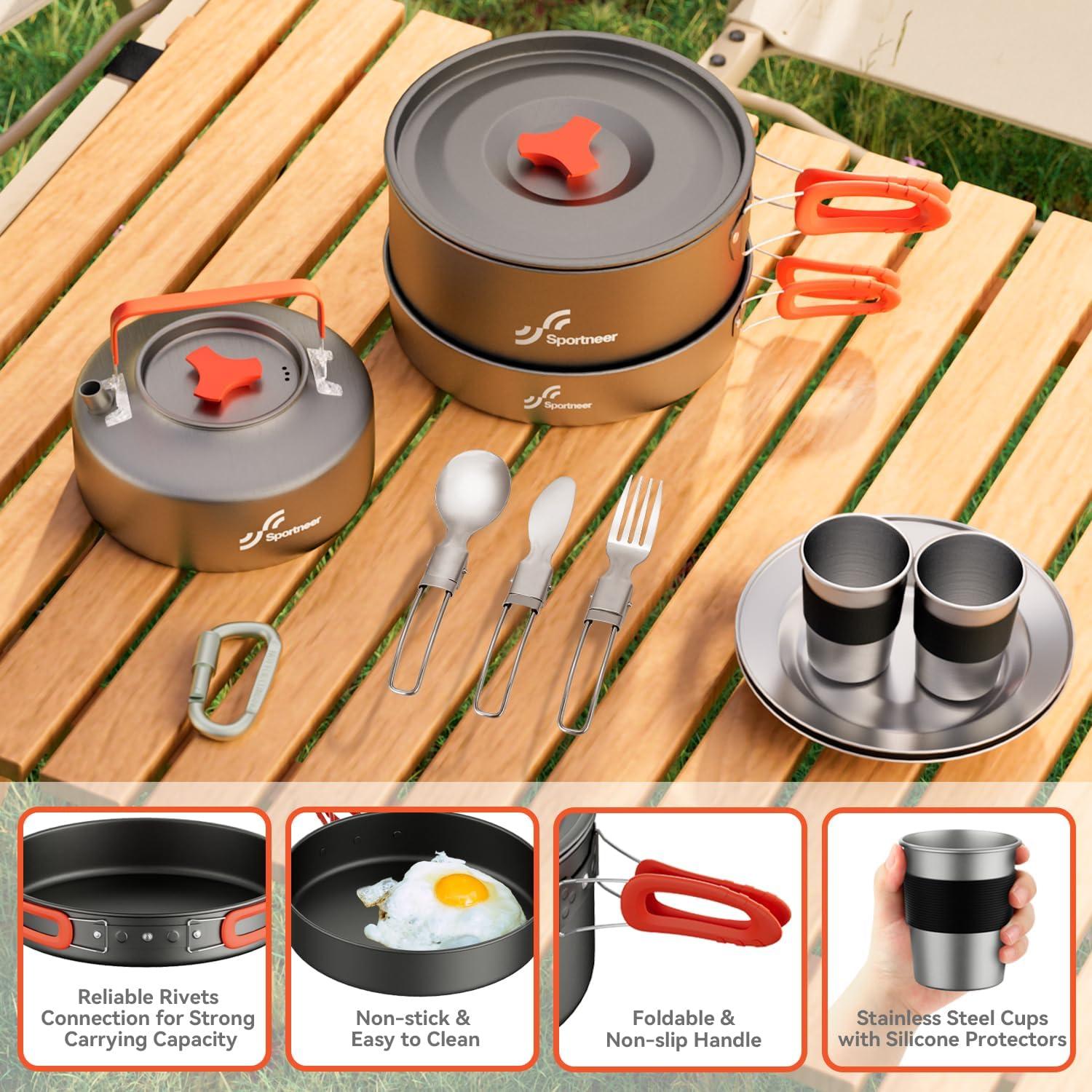 Juego de Utensilios de Cocina para Camping Sportneer 1-2 Personas