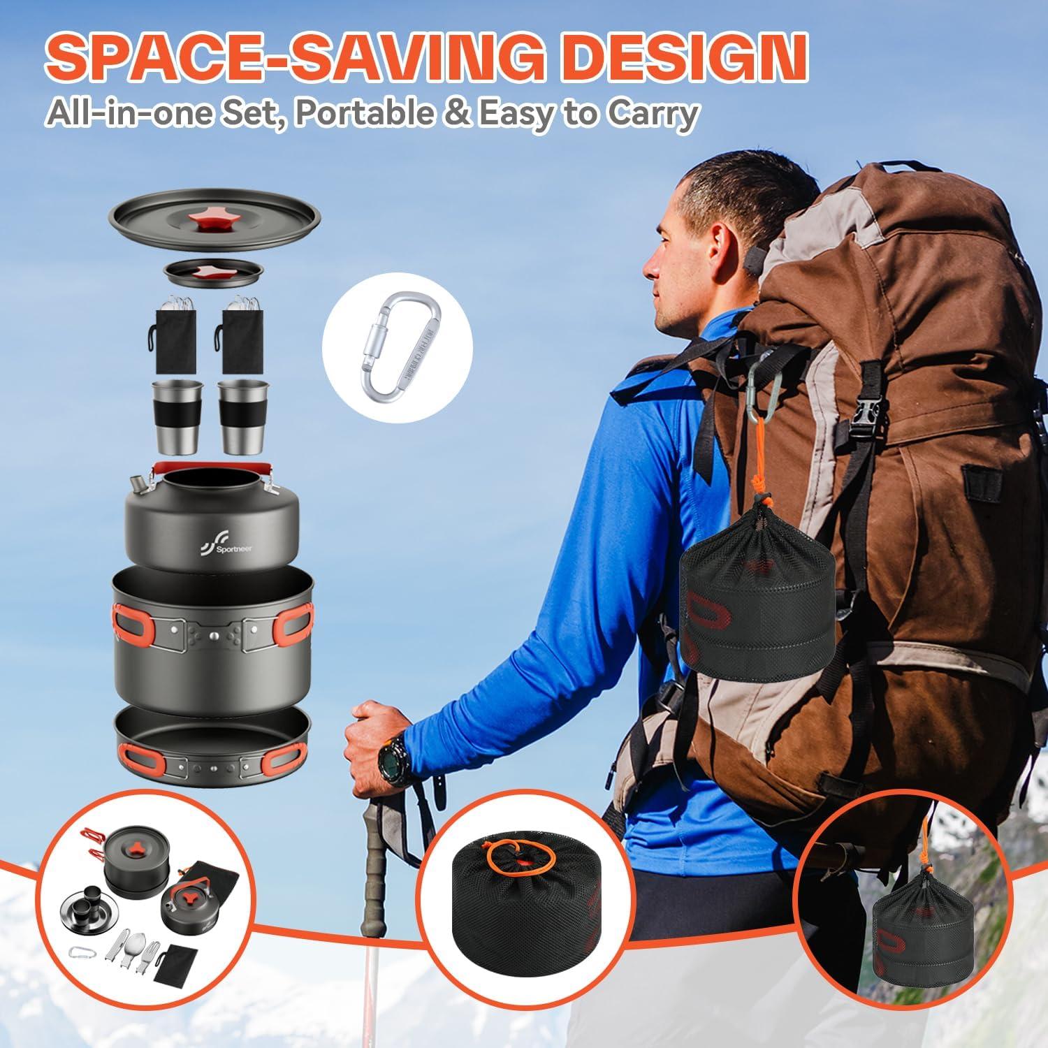 Juego de Utensilios de Cocina para Camping Sportneer 1-2 Personas