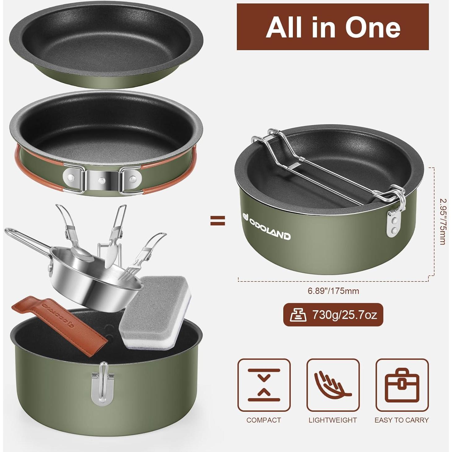 Juego de Utensilios de Cocina para Camping Odoland 10 Piezas