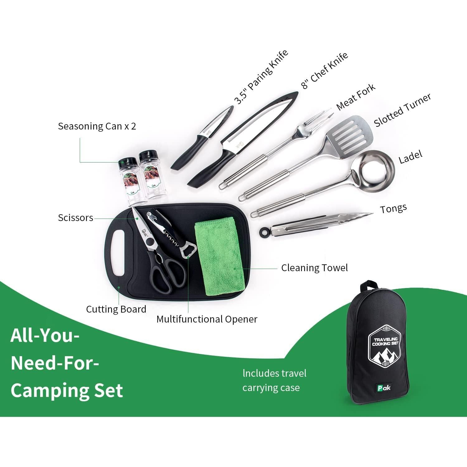 Juego de Utensilios de Cocina para Camping Pak 15 Piezas