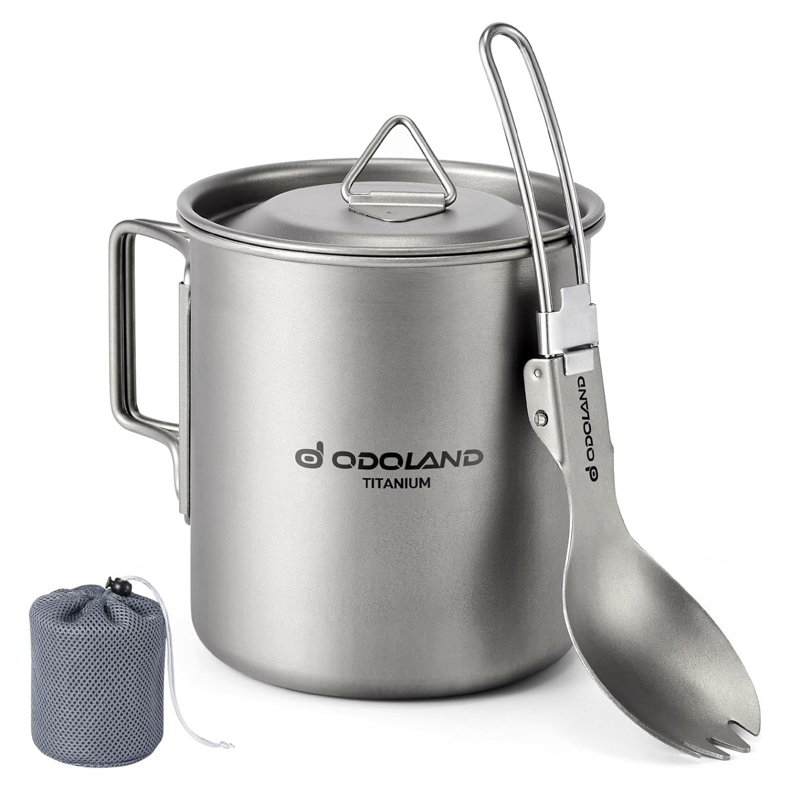 Olla de Camping Titanio Odoland 420ml con Tapa y Cuchara