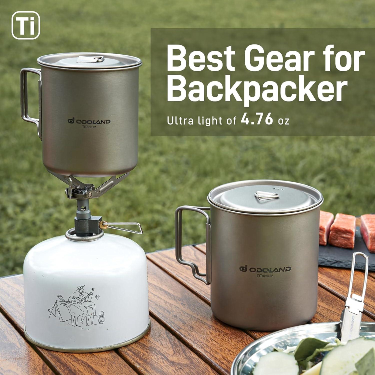 Olla de Camping Titanio Odoland 420ml con Tapa y Cuchara