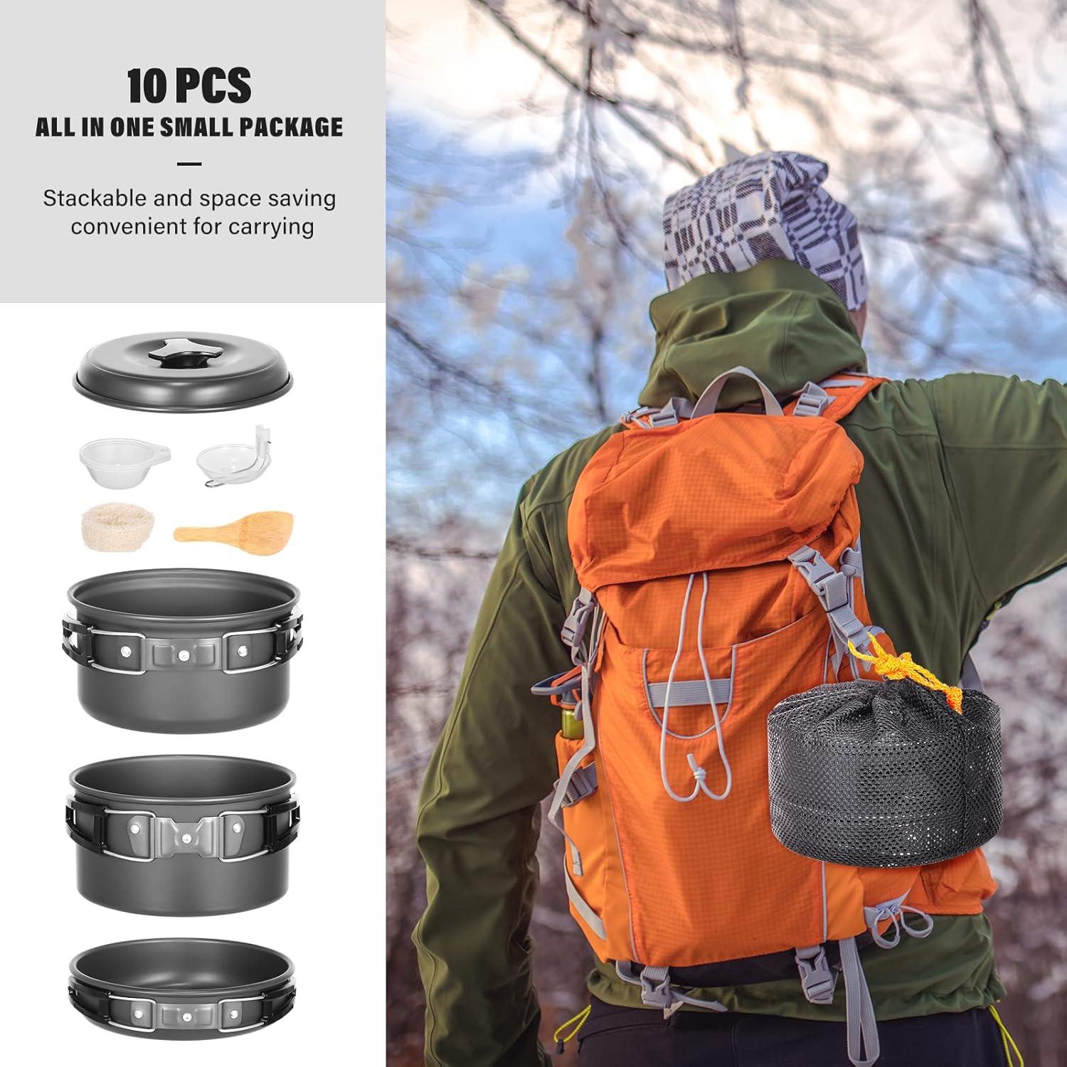 Kit de Cocina para Camping Lixada 10 Piezas Liviano y Portátil