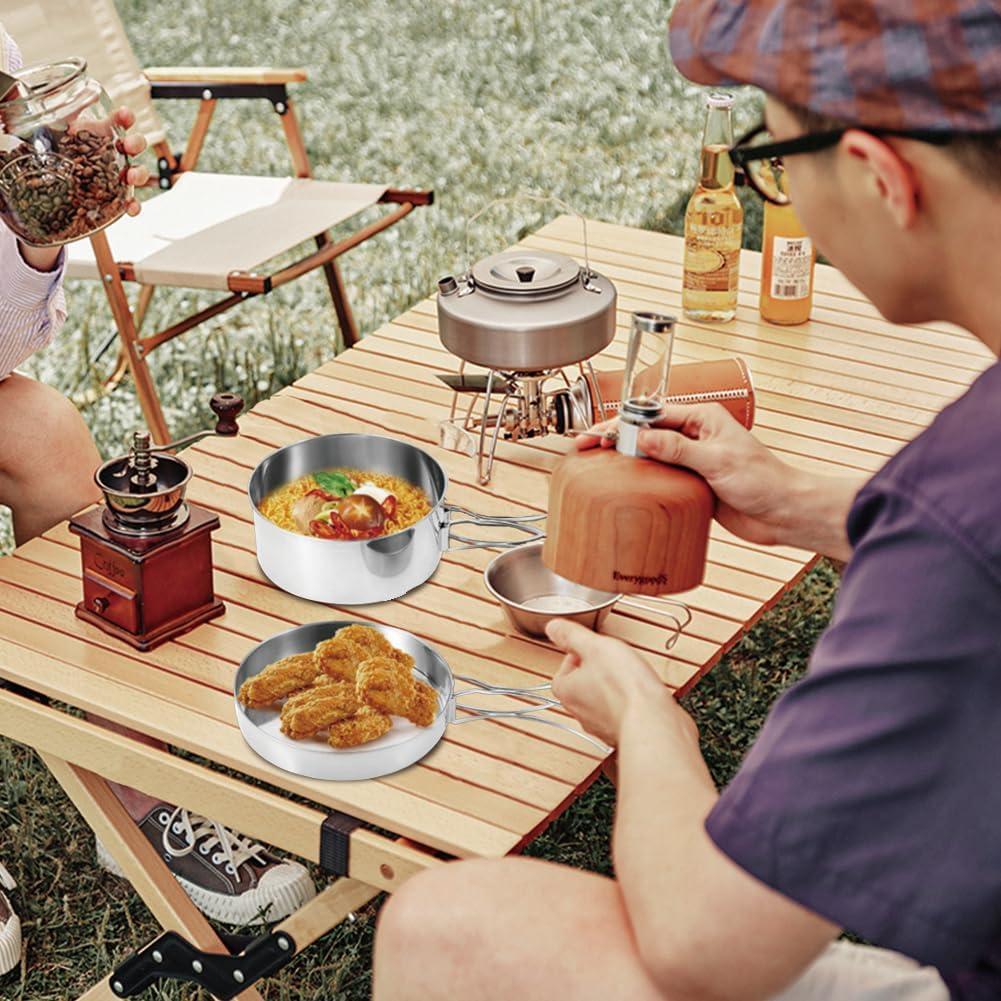Juego de Utensilios de Cocina para Camping Tiiyee - Acero Inoxidable