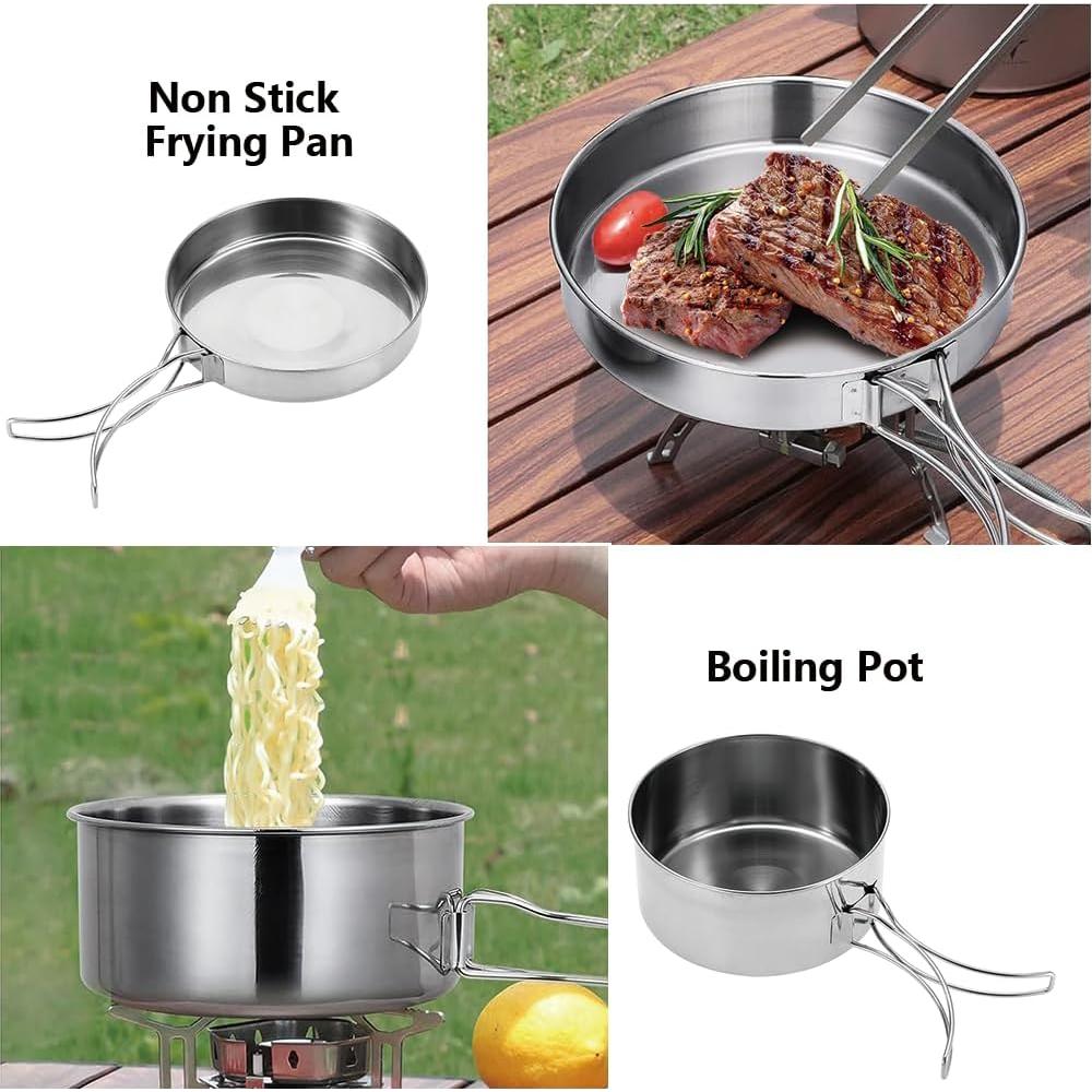Juego de Utensilios de Cocina para Camping Tiiyee - Acero Inoxidable