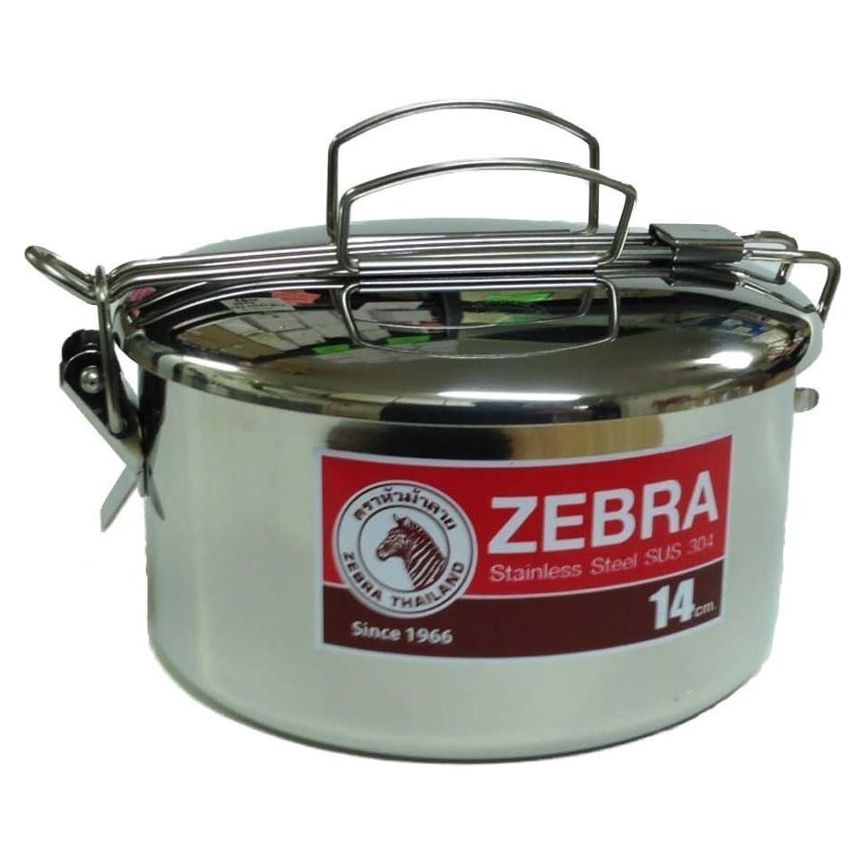 Caja de Comida Acero Inoxidable Zebra 1.2L 14cm con Sartén
