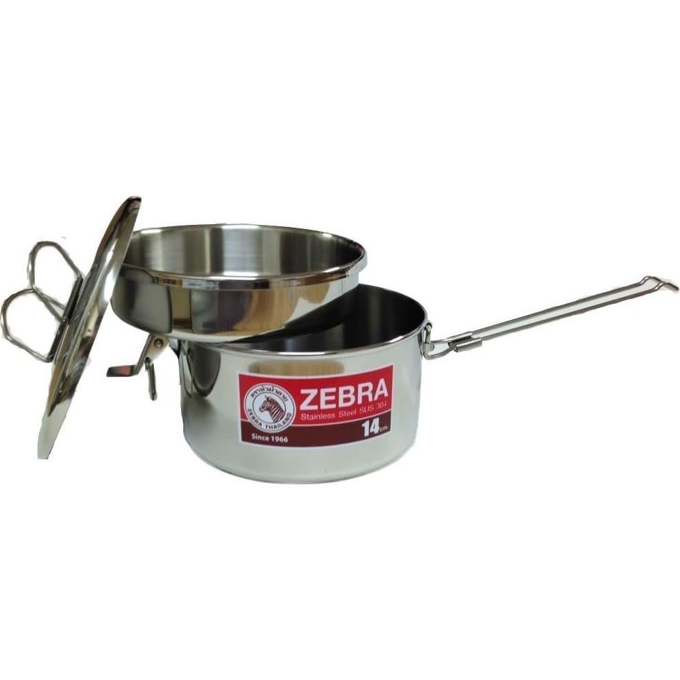 Caja de Comida Acero Inoxidable Zebra 1.2L 14cm con Sartén