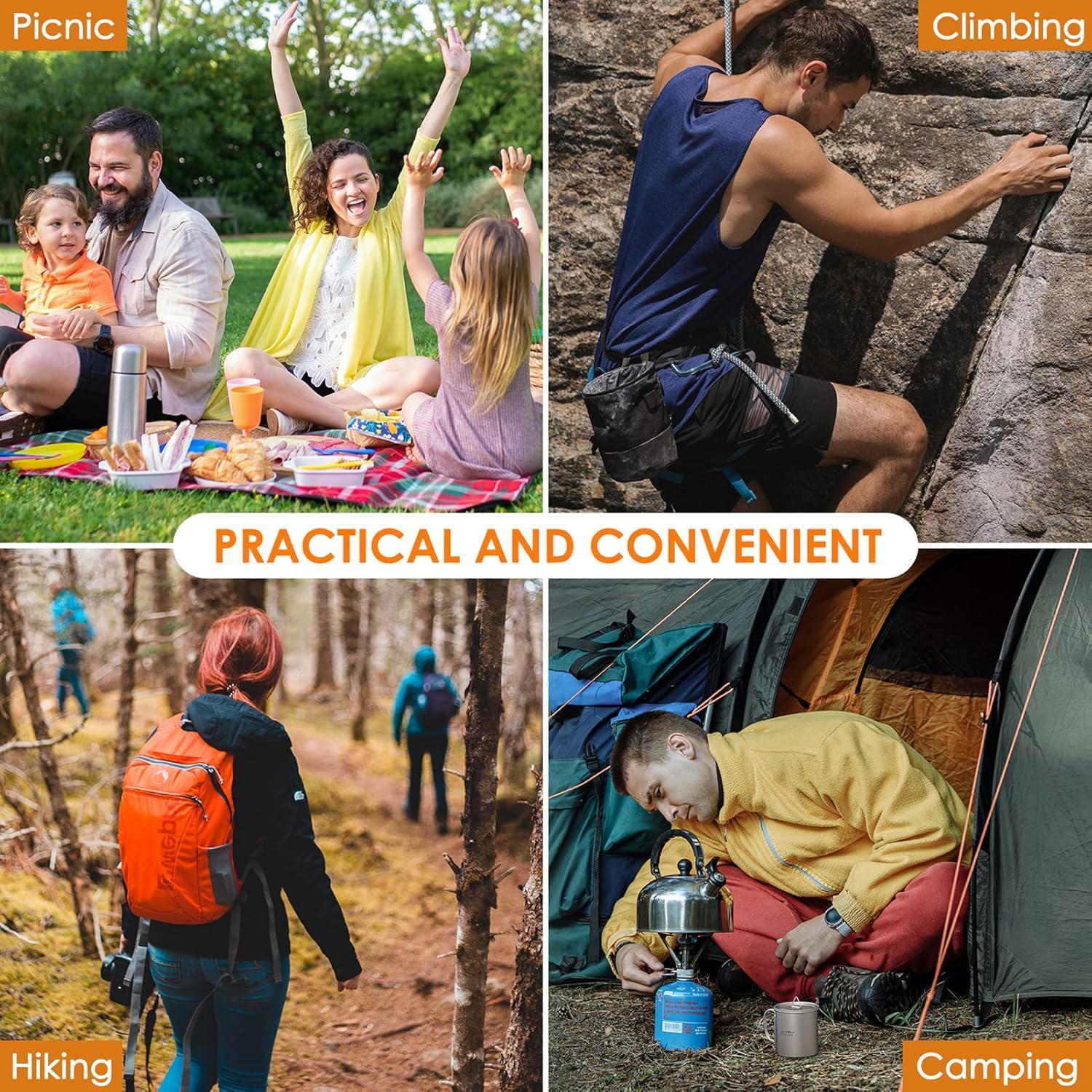 Olla de Titanio TOMSHOO 750mL con Taza y Cuchara Plegable