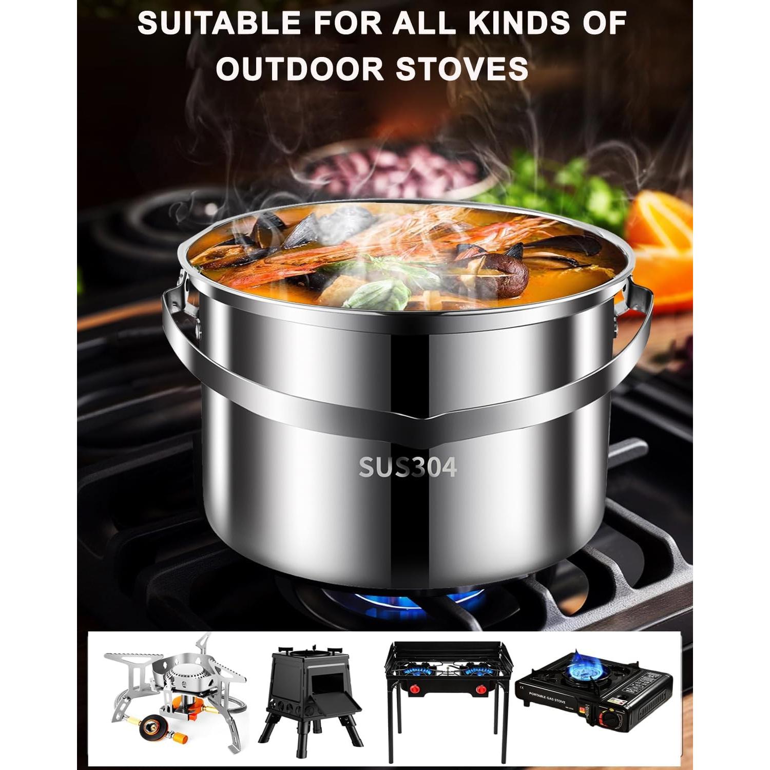 Juego de Cocina para Camping Pobowlgarls 4 Piezas Acero Inoxidable