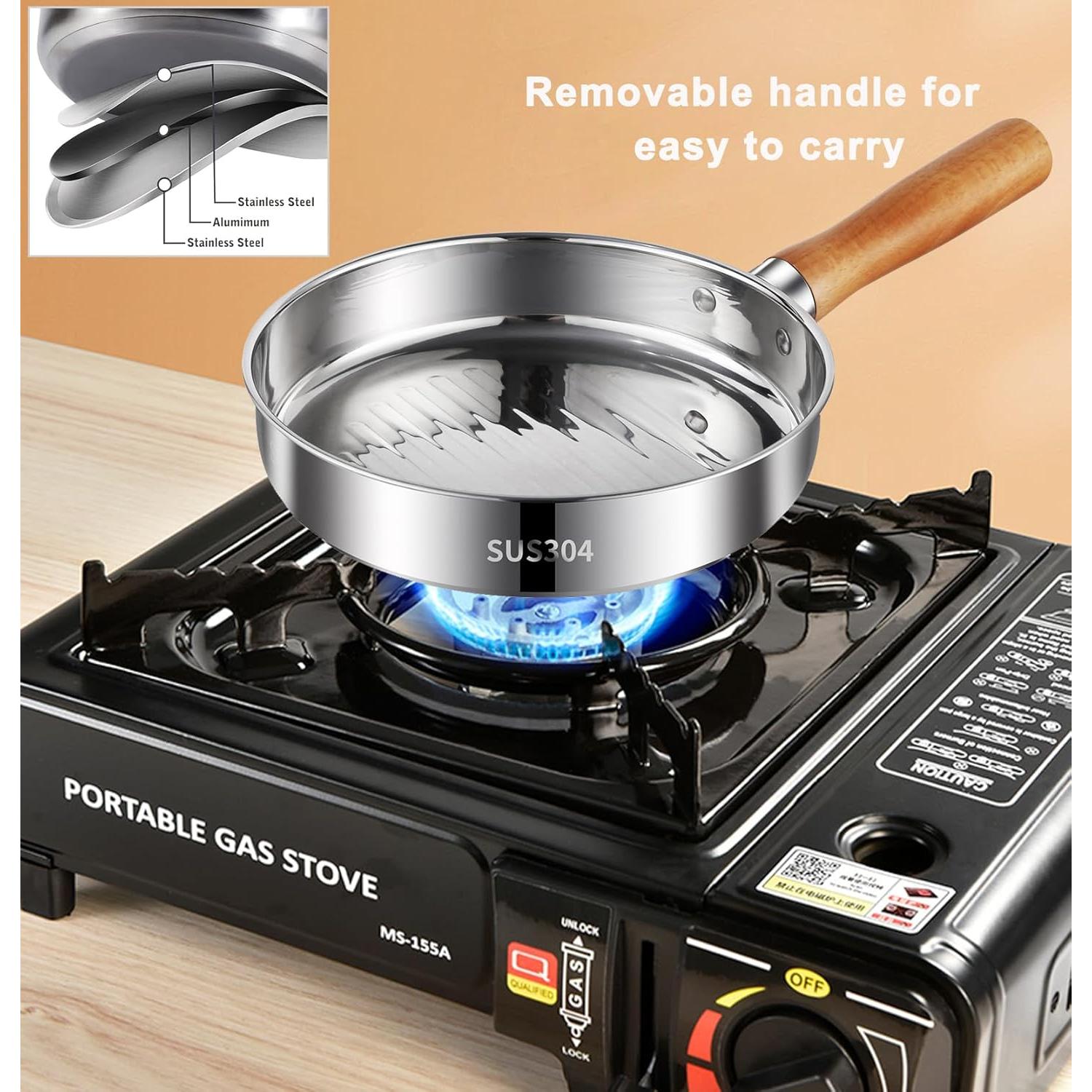 Juego de Cocina para Camping Pobowlgarls 4 Piezas Acero Inoxidable