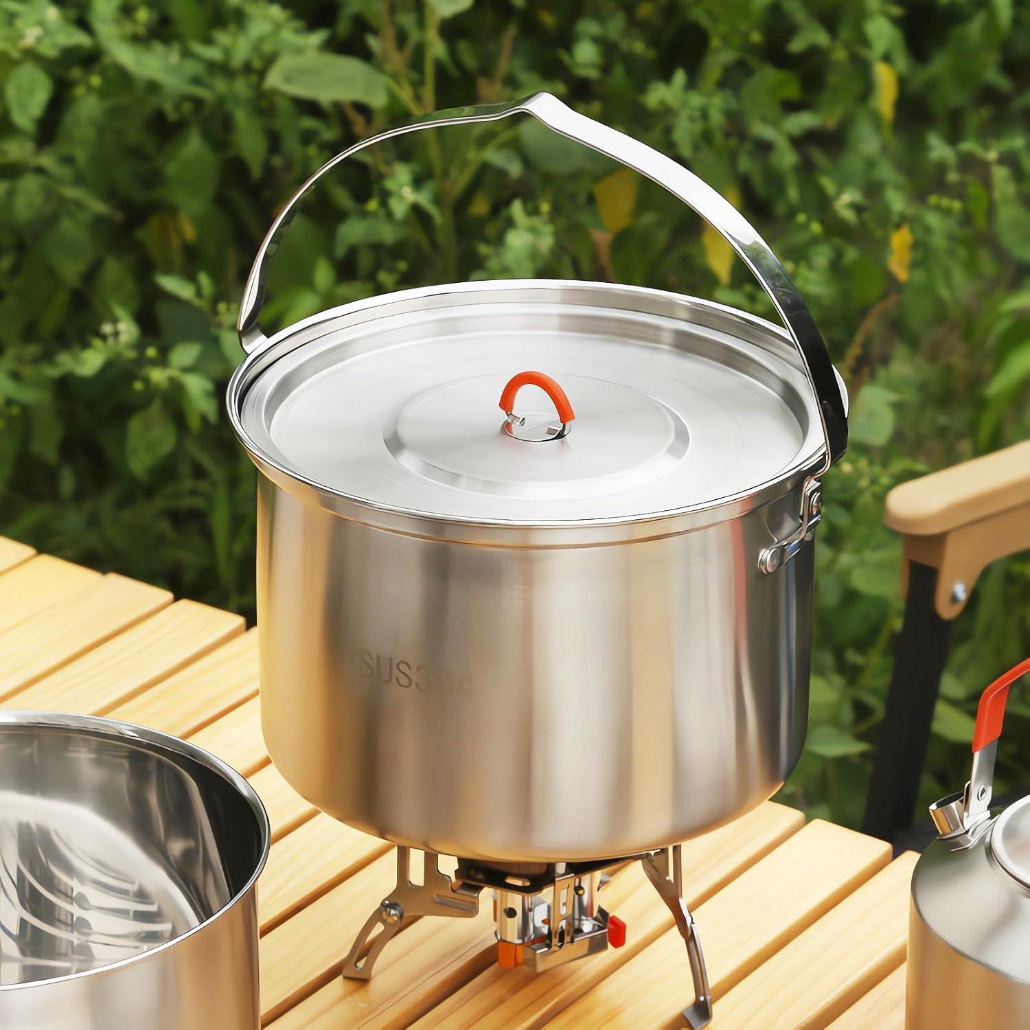 Juego de Cocina para Camping Pobowlgarls 4 Piezas Acero Inoxidable