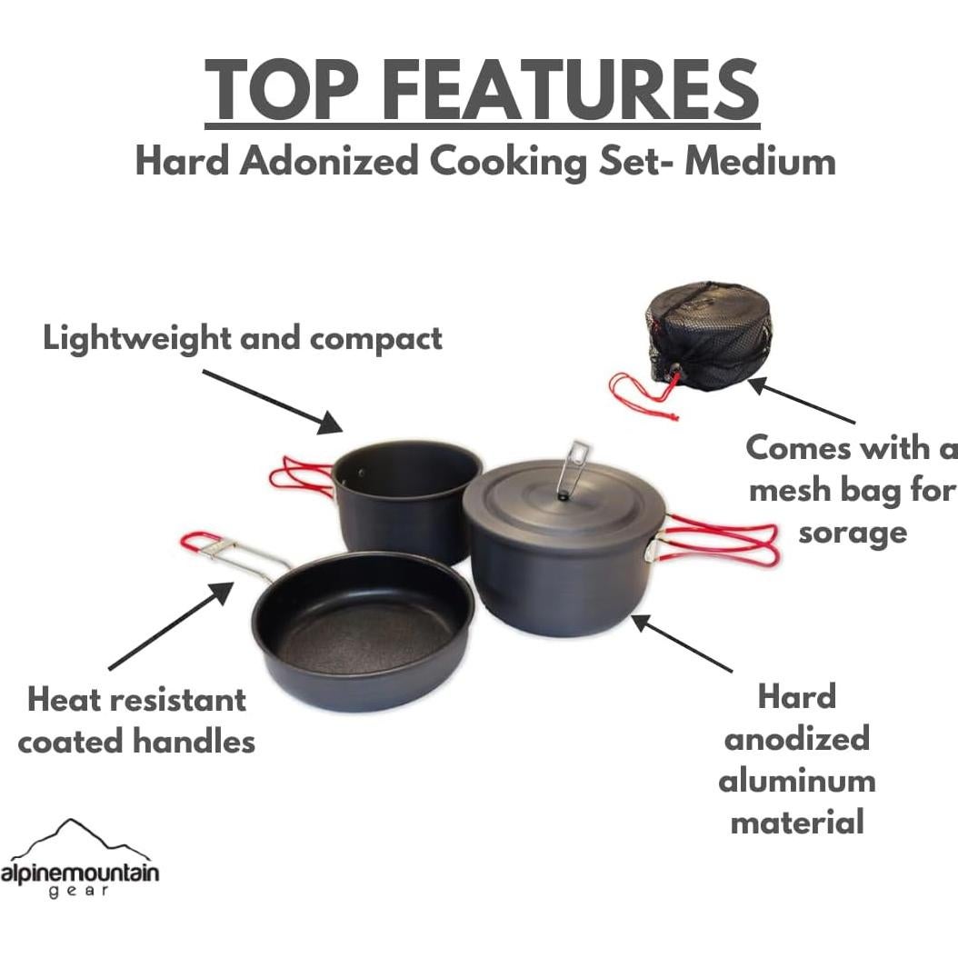 Juego de Cocina Duro Anodizado Alpine Mountain Gear 3 Piezas
