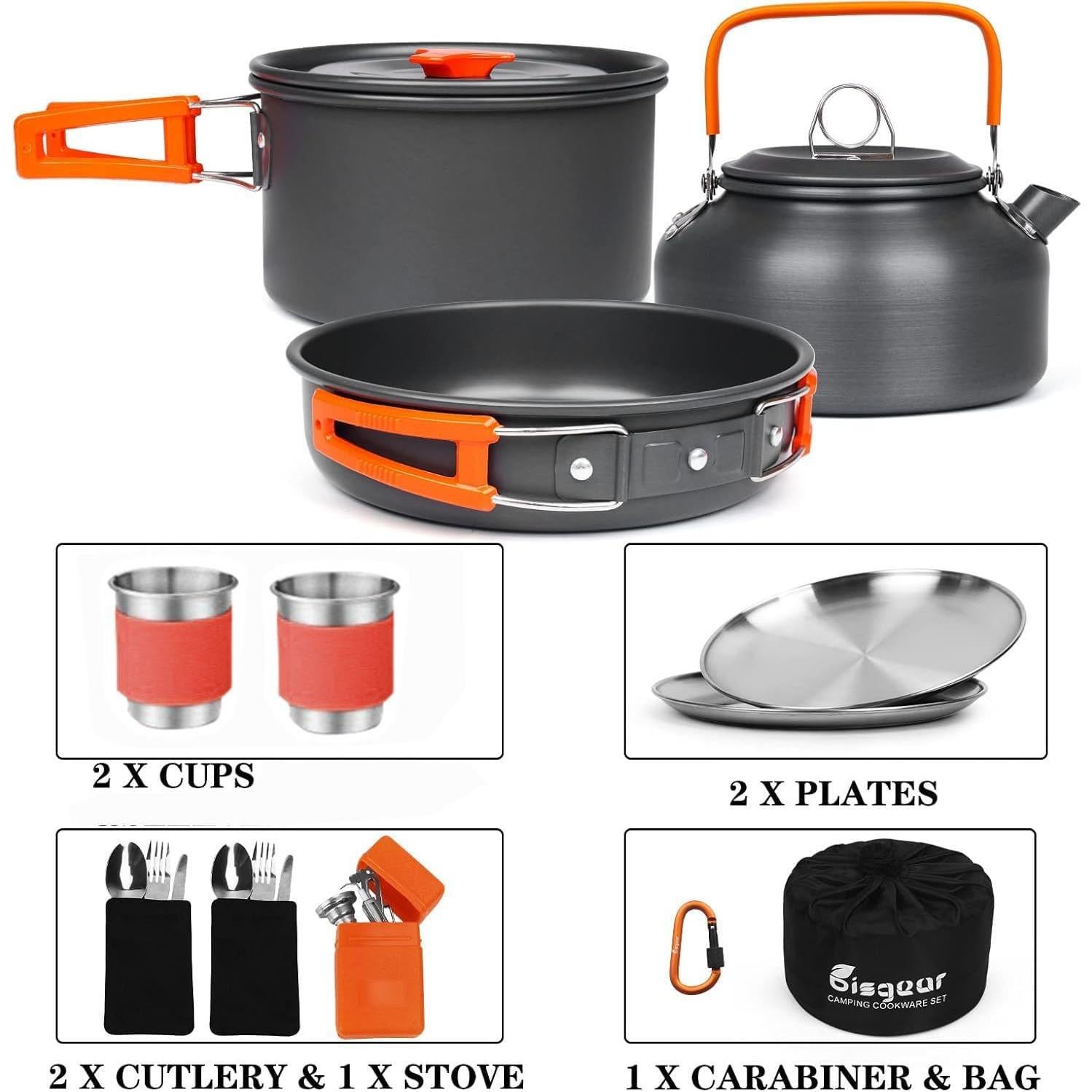 Juego de Utensilios de Cocina para Camping Bisgear 16 Piezas