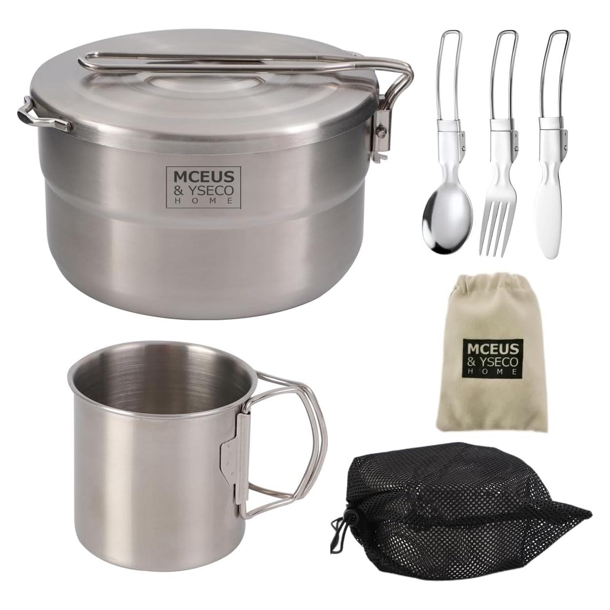 Juego de Utensilios de Camping MCEUS 8 Piezas Acero Inoxidable