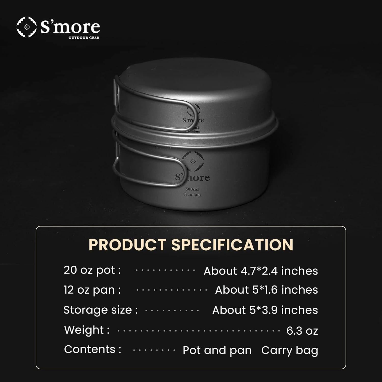 Set de Cocina de Titanio S'more 2 en 1 Ultraligero 600ml