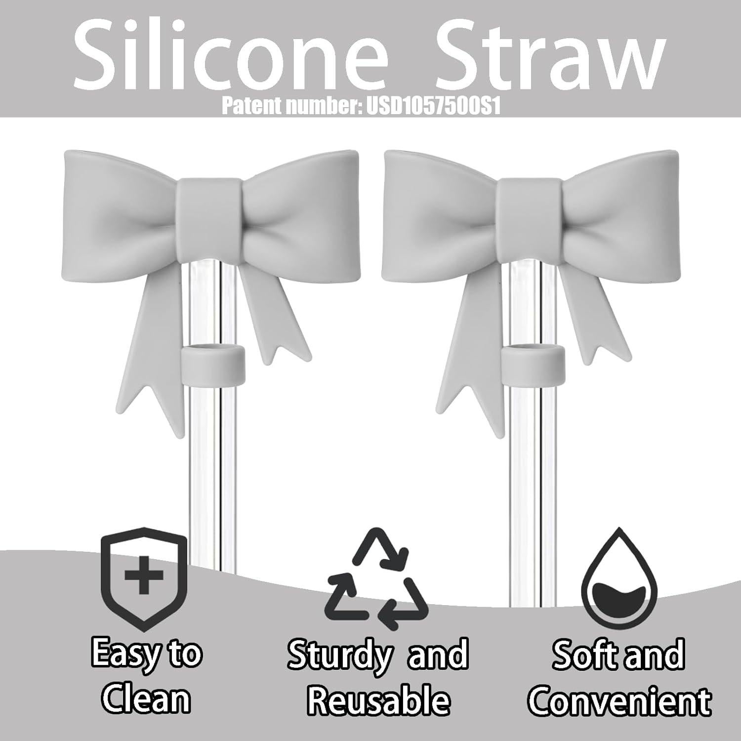 Cubiertas de Pajita DJAIOD 4 Pcs Silicona Gris 10mm