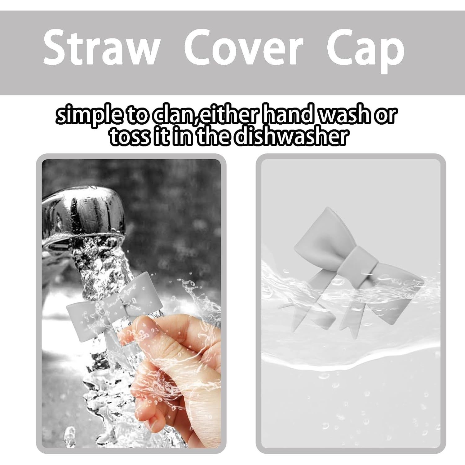 Cubiertas de Pajita DJAIOD 4 Pcs Silicona Gris 10mm