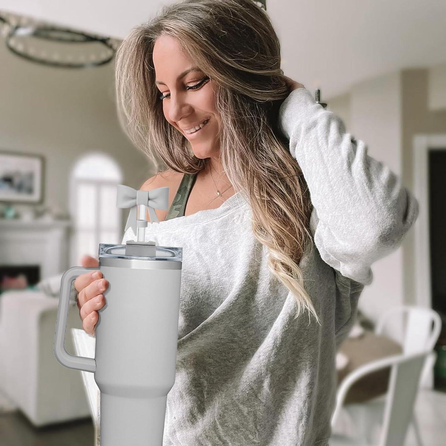 Cubiertas de Pajita DJAIOD 4 Pcs Silicona Gris 10mm