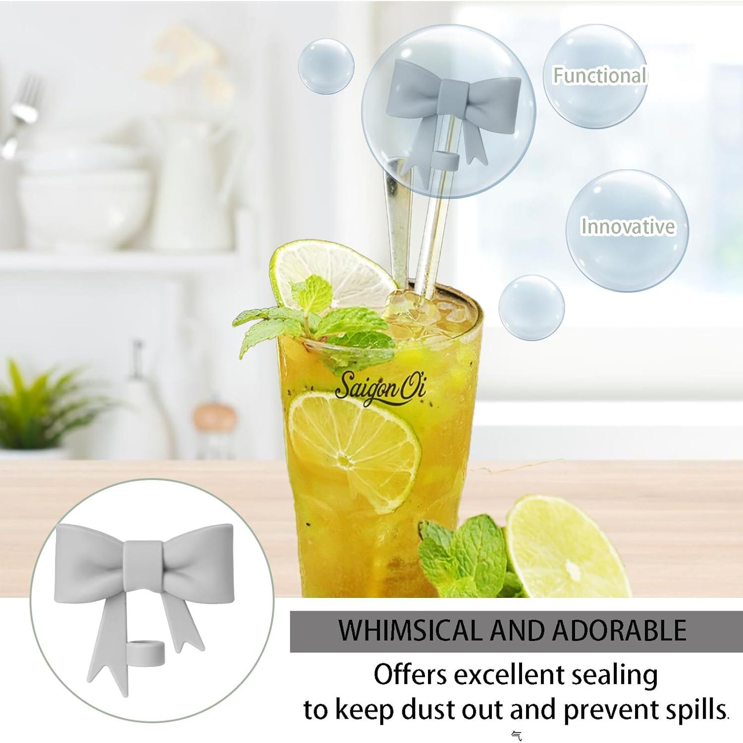 Cubiertas de Pajita DJAIOD 4 Pcs Silicona Gris 10mm