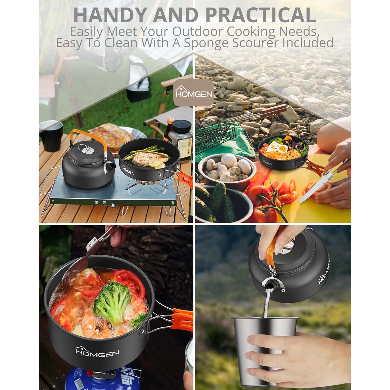 Juego de Cocina Portátil HOMGEN para Camping 2-3 Personas