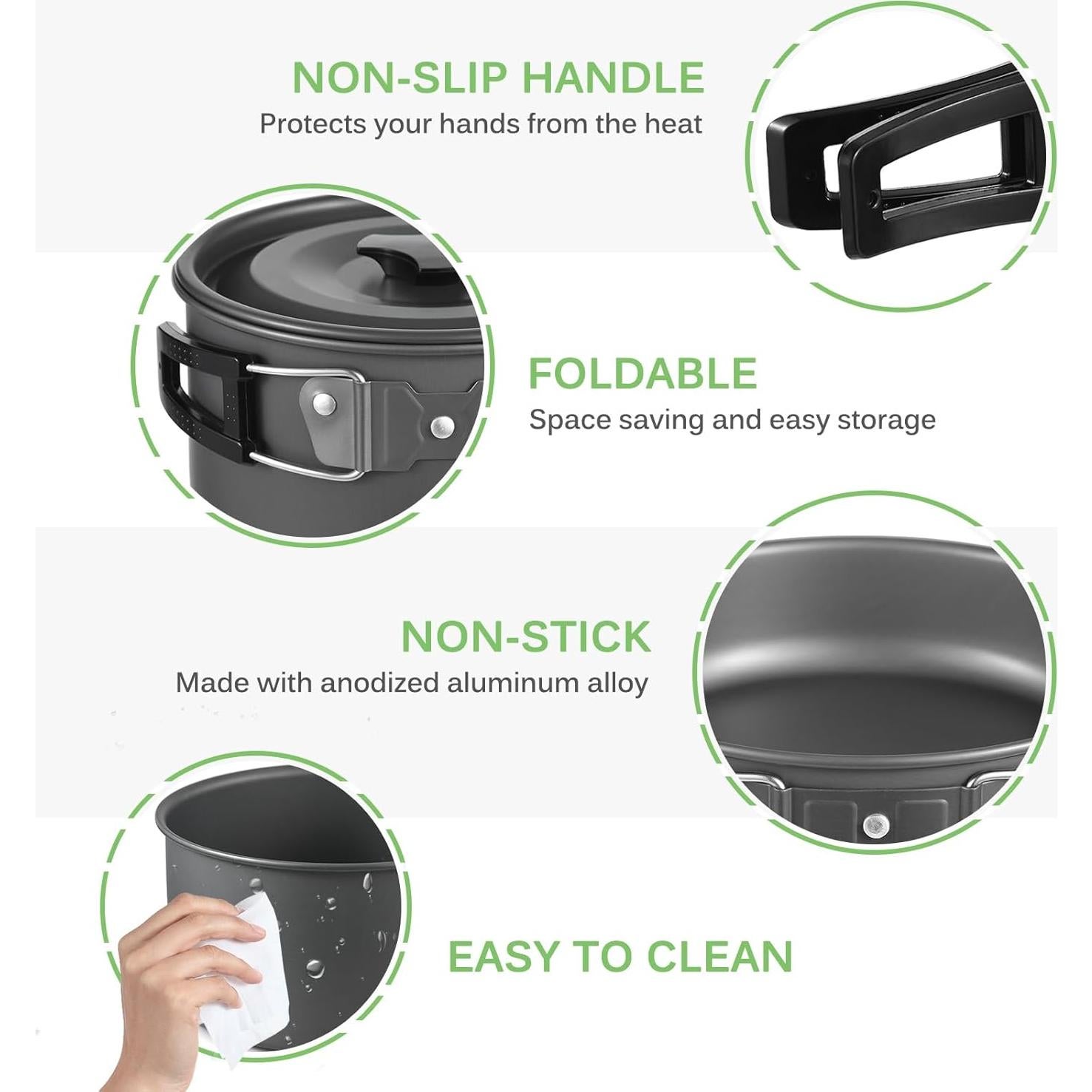 Kit de Utensilios de Cocina Camping Lixada 33 Piezas 4 Personas