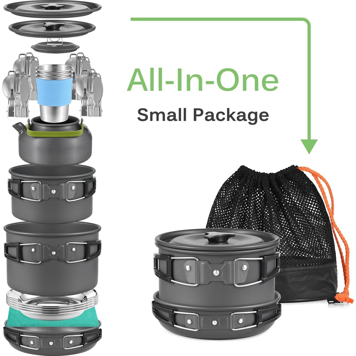 Kit de Utensilios de Cocina Camping Lixada 33 Piezas 4 Personas