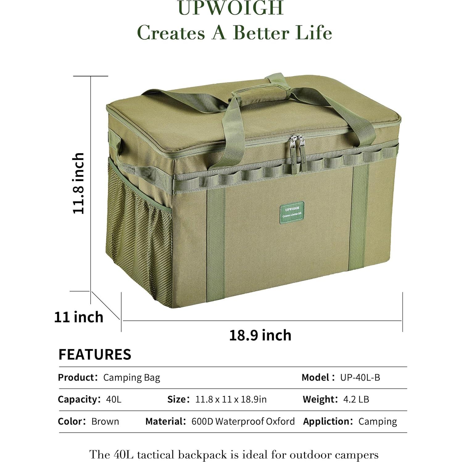 Bolsa de Almacenamiento Táctica UPWOIGH 40L Impermeable Verde