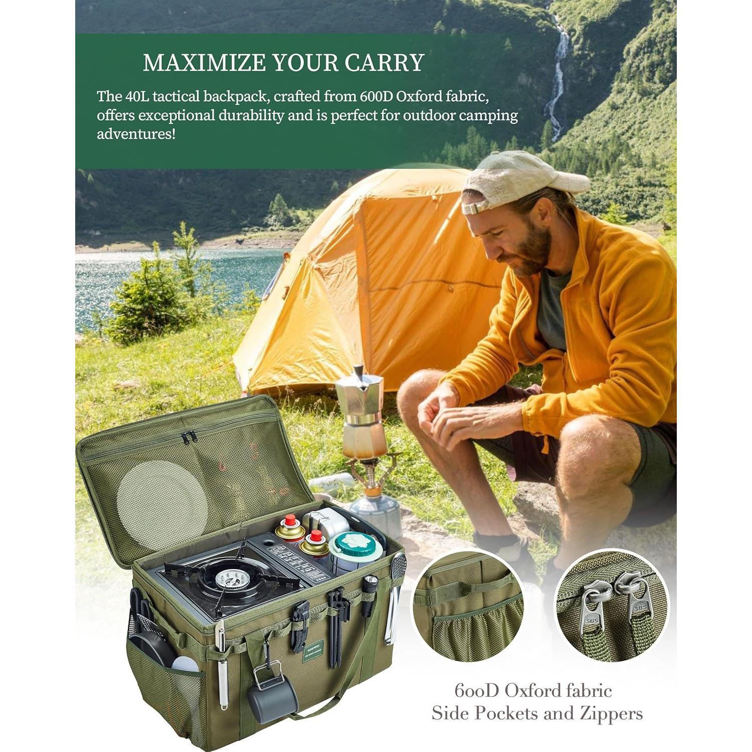 Bolsa de Almacenamiento Táctica UPWOIGH 40L Impermeable Verde