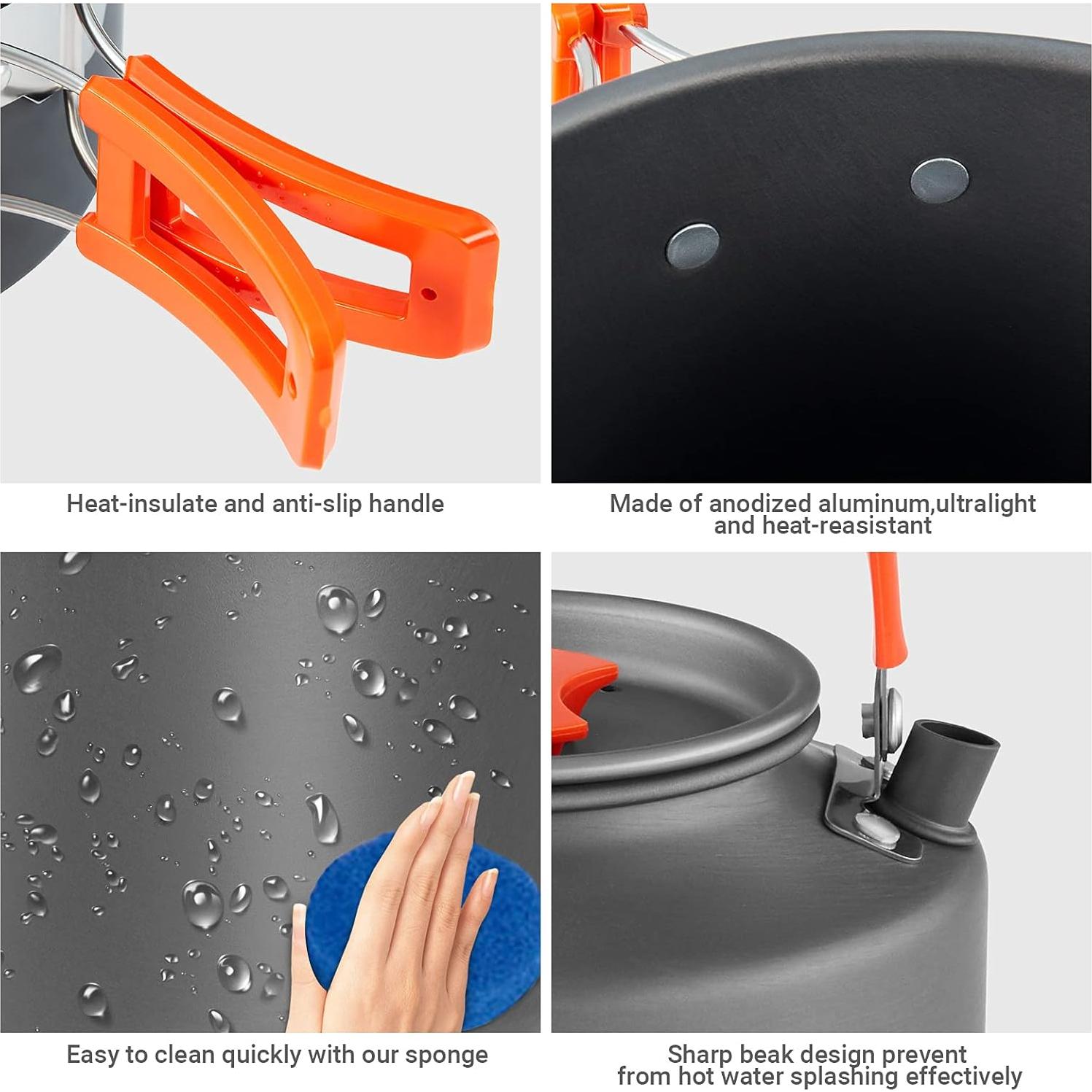 Juego de Utensilios de Camping YETO 9 Piezas Aluminio Plegable