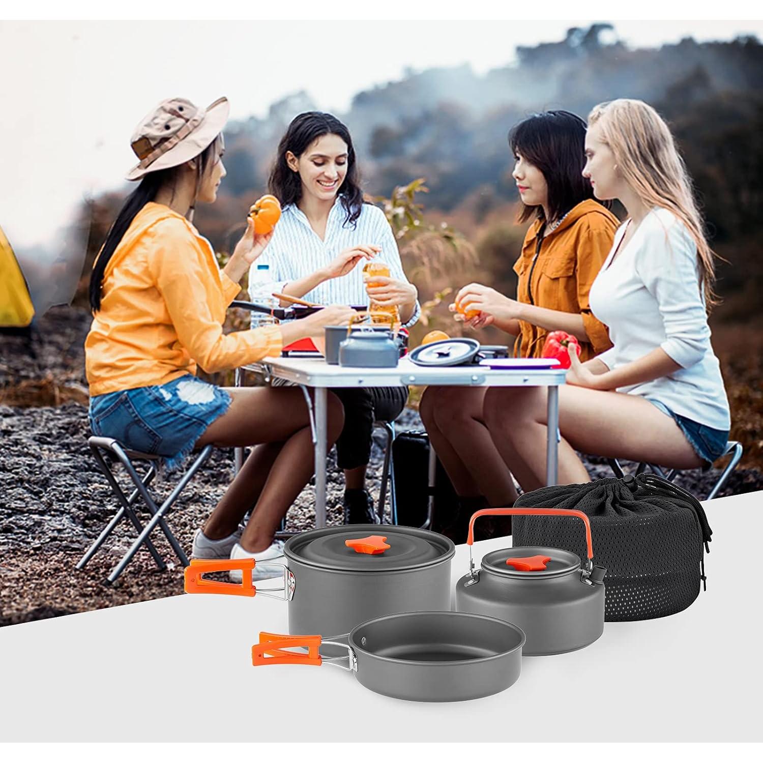 Juego de Utensilios de Camping YETO 9 Piezas Aluminio Plegable