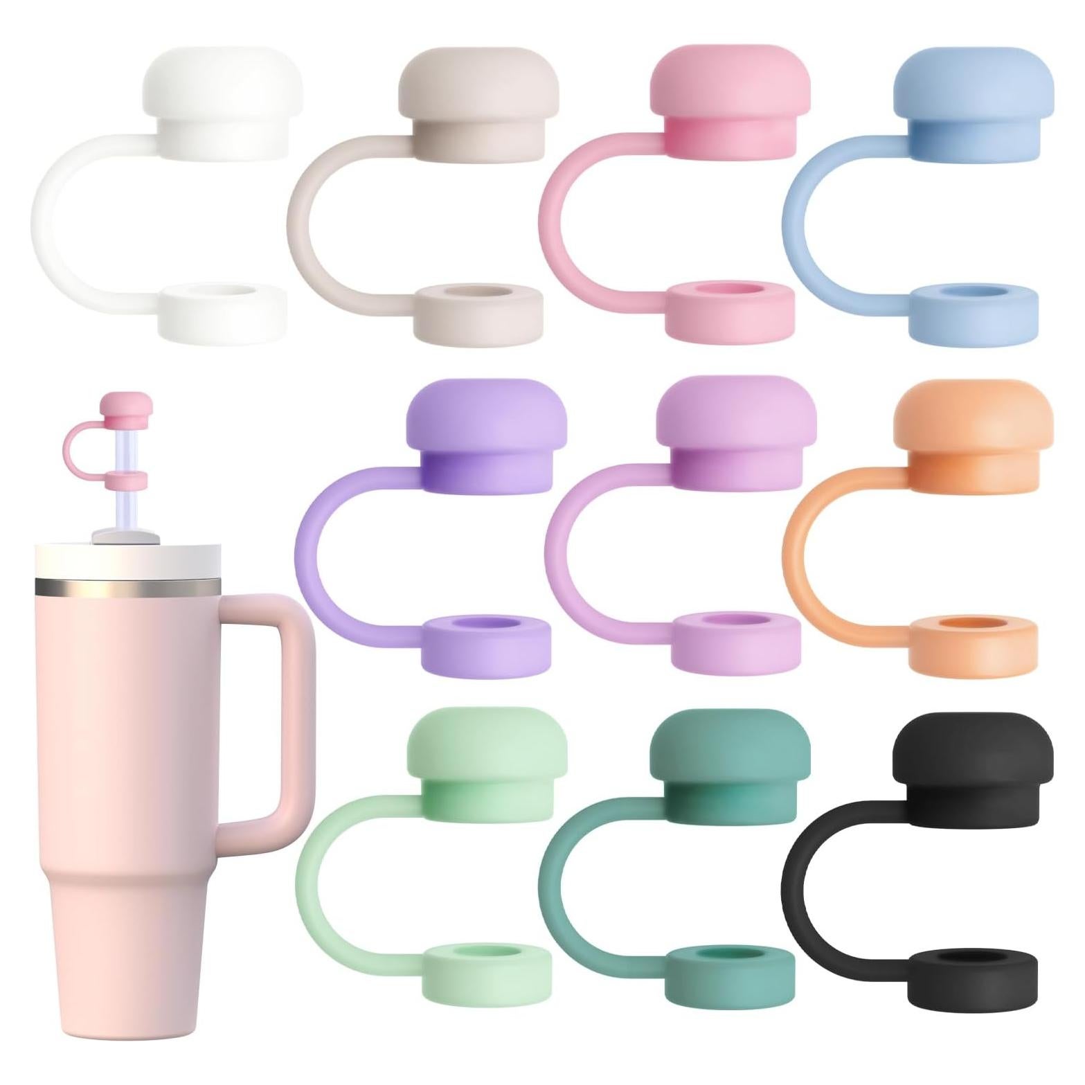 GLAMFIELDS 10 Piezas Tapa de Pajita Silicona para Taza 20-40 oz