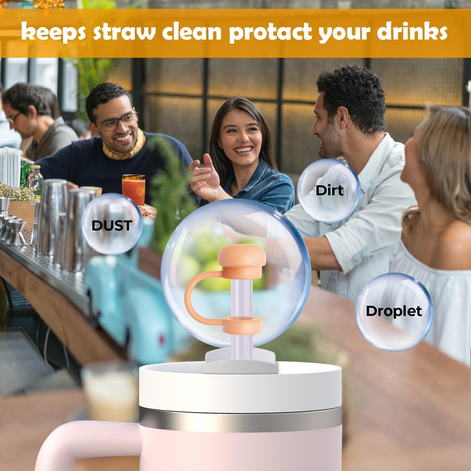 GLAMFIELDS 10 Piezas Tapa de Pajita Silicona para Taza 20-40 oz