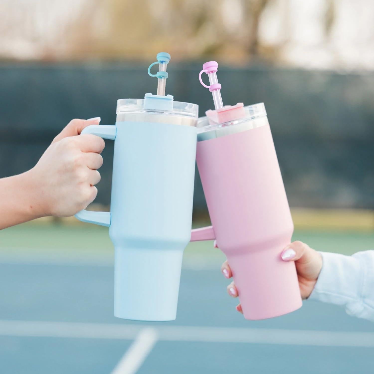 GLAMFIELDS 10 Piezas Tapa de Pajita Silicona para Taza 20-40 oz