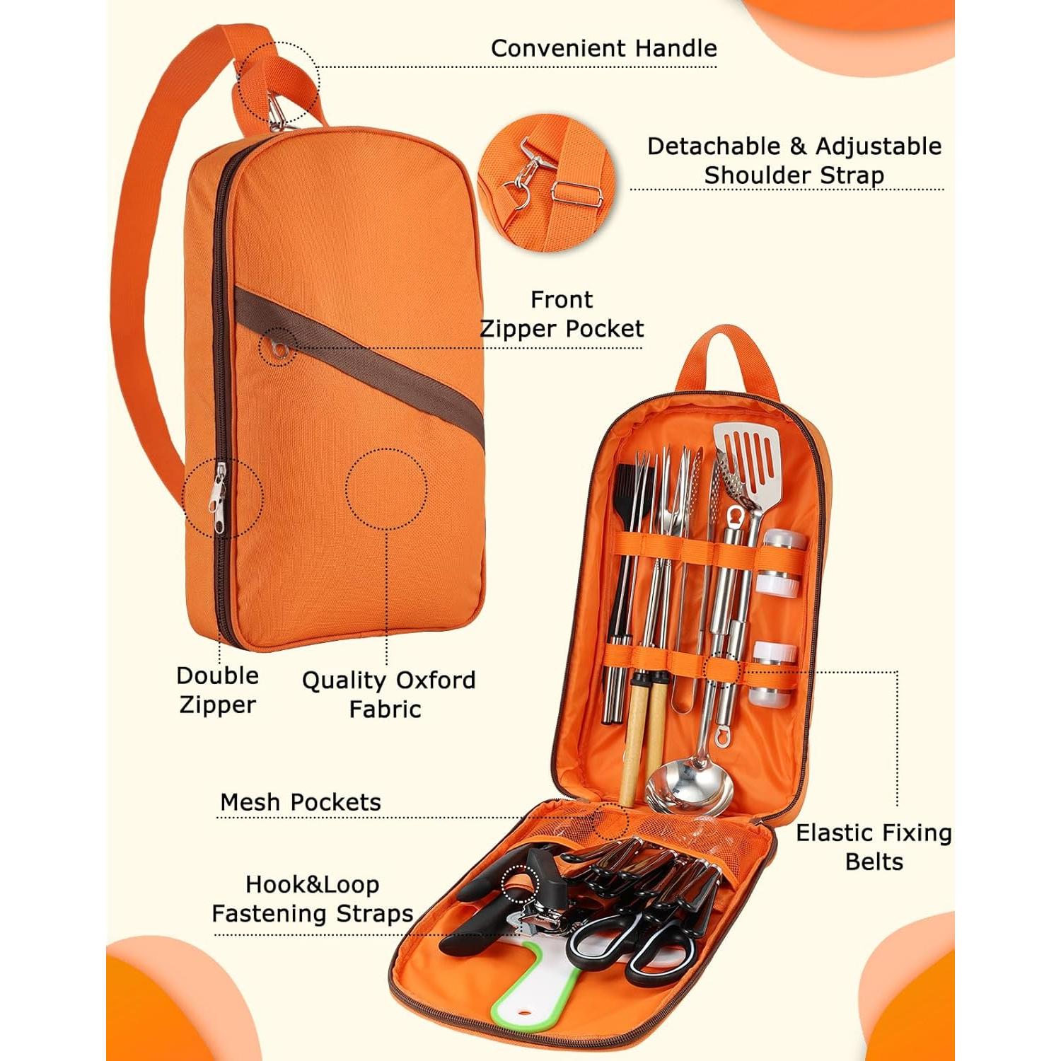 Juego de Cocina Camping Hozzen 33 Piezas Acero Inoxidable