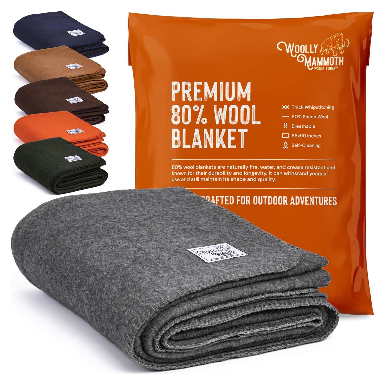 Manta de lana merino gris Woolly Mammoth 167x229 cm