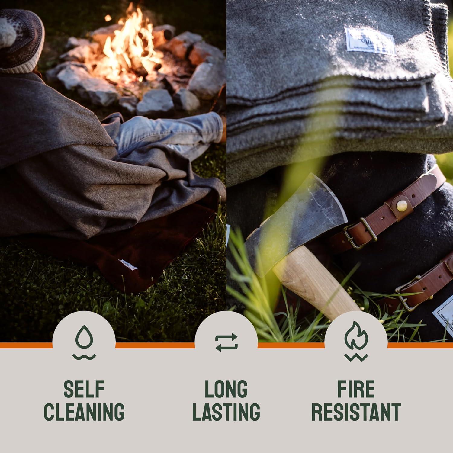 Manta de lana merino gris Woolly Mammoth 167x229 cm