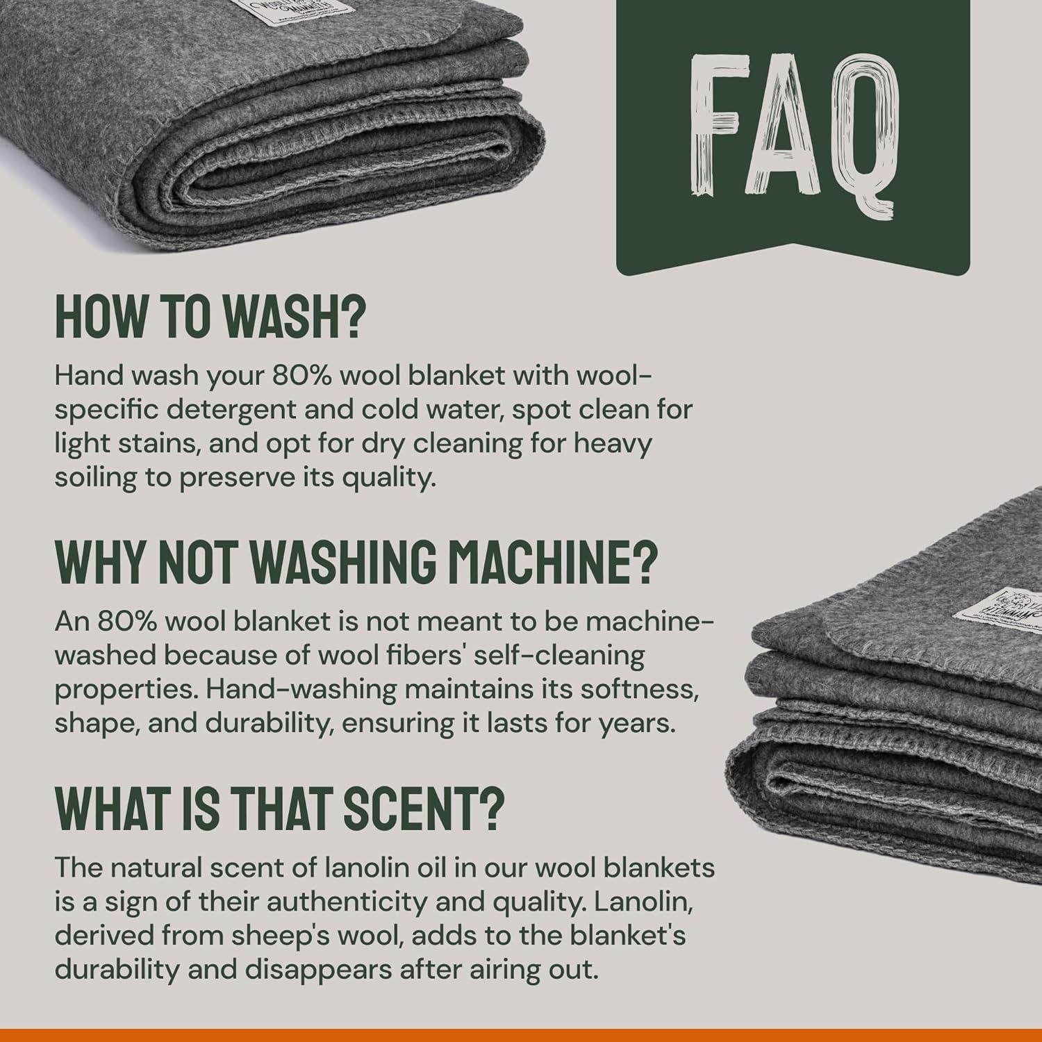 Manta de lana merino gris Woolly Mammoth 167x229 cm