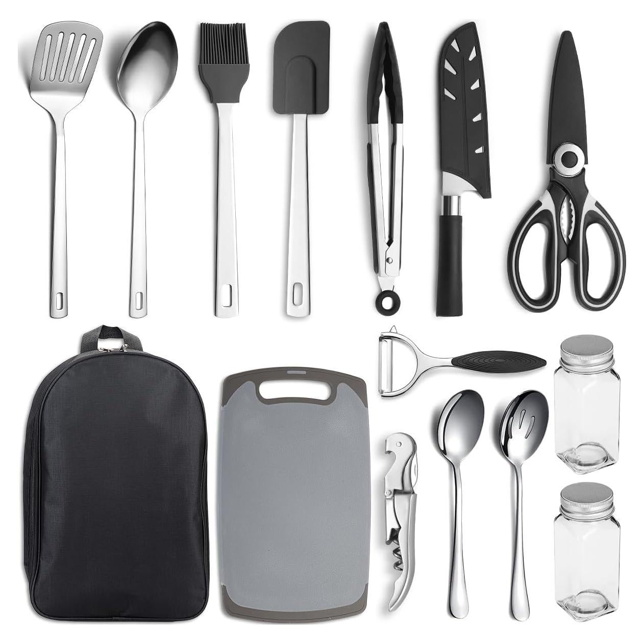 Juego de Cocina para Camping Kyraton 15 Piezas Acero Inoxidable