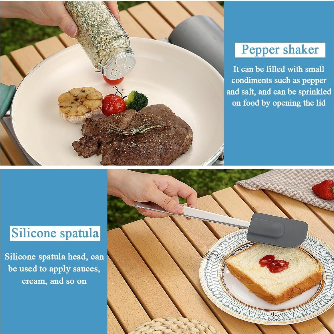 Juego de Cocina para Camping Kyraton 15 Piezas Acero Inoxidable