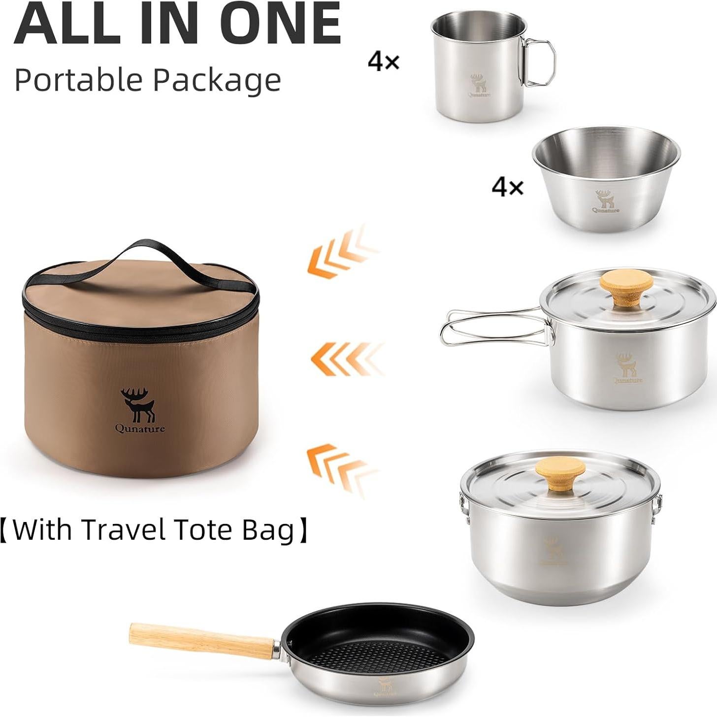 Juego de Utensilios de Cocina para Camping QUNATURE 11 Piezas