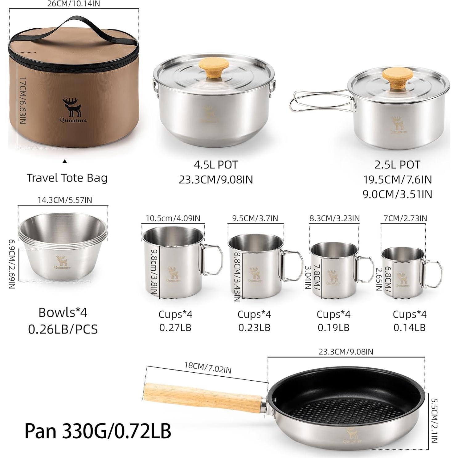 Juego de Utensilios de Cocina para Camping QUNATURE 11 Piezas
